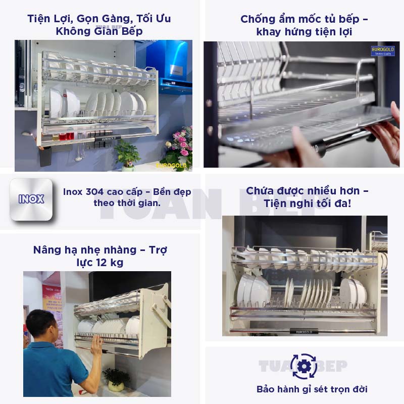 Ưu điểm giá bát đĩa nâng hạ evi160w, evi170w, evi180w, evi190w eurogold nan dẹt