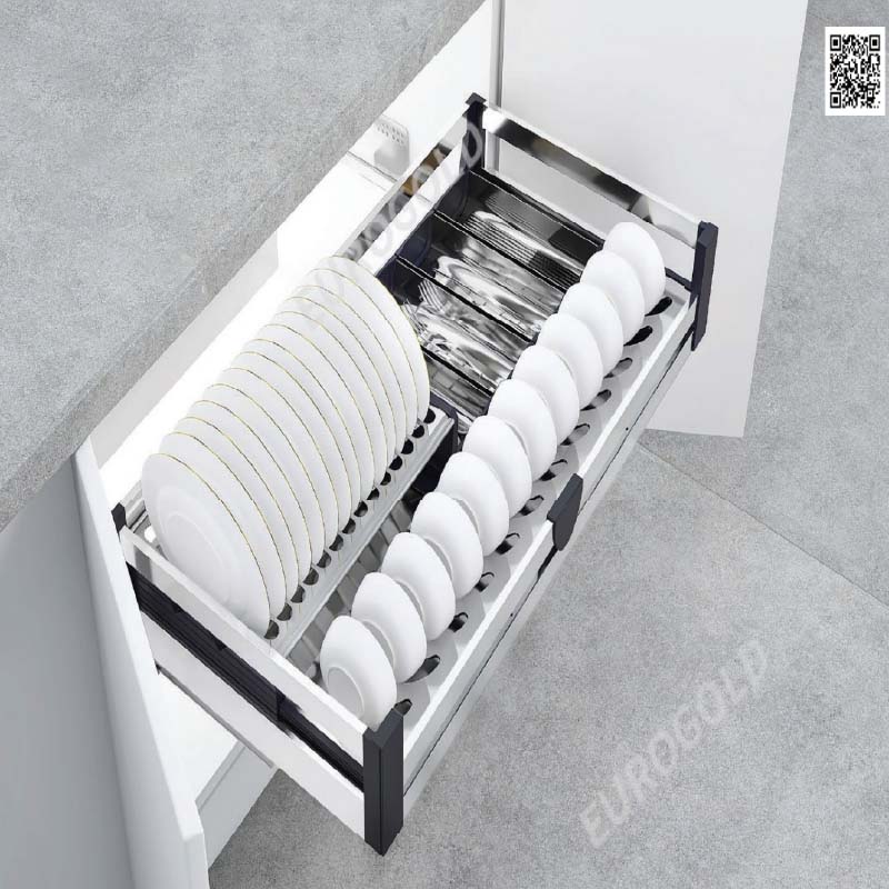 Giá xoong nồi inox hộp 2 lớp đáy âm tủ EU131750 Eurogold 2
