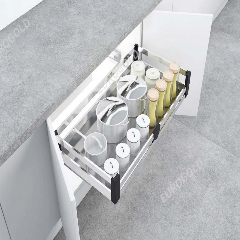 Giá xoong nồi inox hộp 2 lớp đáy âm tủ EU131700 Eurogold 2