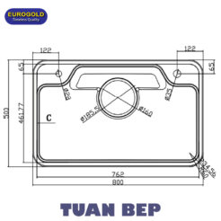 Chậu rửa bát 1 hố chống xước EUC88050EB Eurogold 2