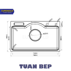 Chậu rửa bát 1 hố chống xước EUD37848 Eurogold 1