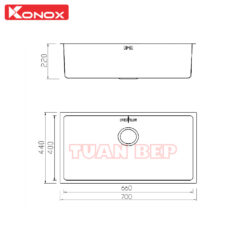 Chậu rửa bát 1 hố chống xước Konox KN7044SU Dekor 2