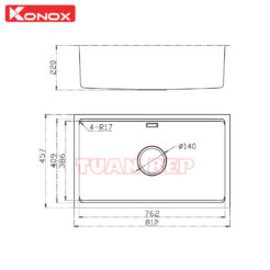 Chậu rửa bát 1 hố chống xước Konox KN8146SU Dekor 2