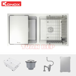 Chậu rửa bát 2 hố chống xước Konox KN8646DU Dekor 1