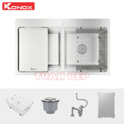 Chậu rửa bát 2 hố chống xước Konox KN8651TD Dekor 1