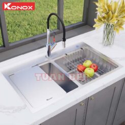 Chậu rửa bát 2 hố chống xước Konox KN8651TD Dekor 3