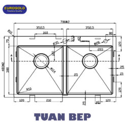 Chậu rửa bát 2 hố EUS47848 Eurogold 1