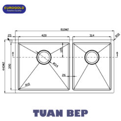 Chậu rửa bát 2 hố EUS68144 Eurogold 2