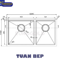 Chậu rửa bát 2 hố EUS88850 Eurogold 1