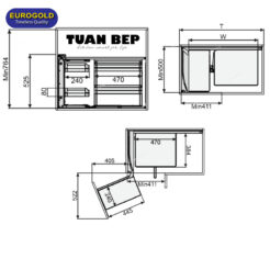 Giá liên hoàn nan inox 304 ray giảm chấn EPSL102 phải Eurogold 3