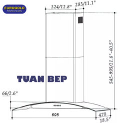 Máy hút mùi kính cong EUH02190 Eurogold 3