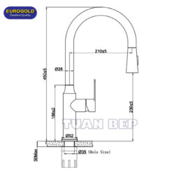 Vòi rửa bát dây rút EUF117BR Eurogold 1