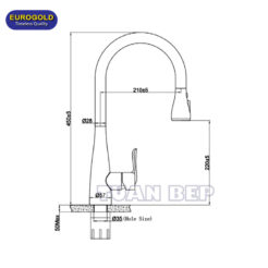 Vòi rửa bát dây rút EUF119MR Eurogold 1