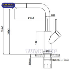 Vòi rửa bát dây rút EUF120BR Eurogold 1