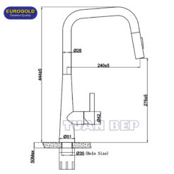 Vòi rửa bát dây rút EUF221DR 2