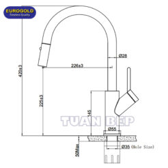 Vòi rửa bát dây rút EUF333DR Eurogold 1