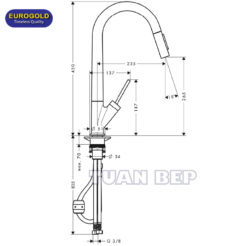 Vòi rửa bát dây rút EUF510CR Eurogold 2