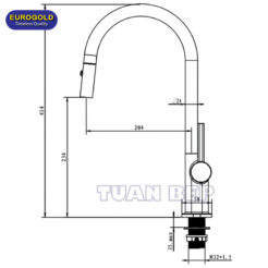 Vòi rửa bát dây rút EUF515CR Eurogold 2