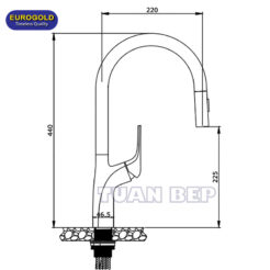 Vòi rửa bát dây rút EUF518CR Eurogold 1