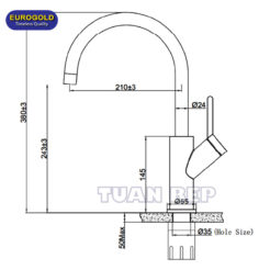 Vòi rửa bát nóng lạnh EUF033C Eurogold 1