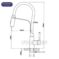 Vòi rửa bát thân mềm EUF228BM Eurogold 1